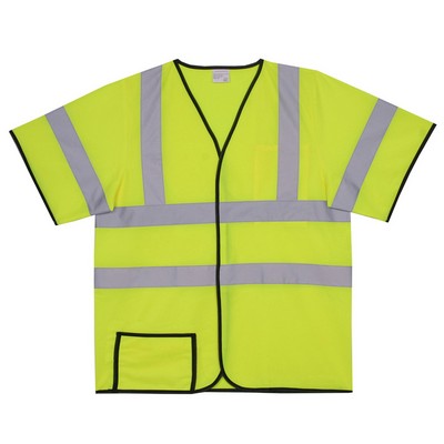 Yellow Solid Yellow Short Sleeve Safety Vest (2X-Large/3X-Large)