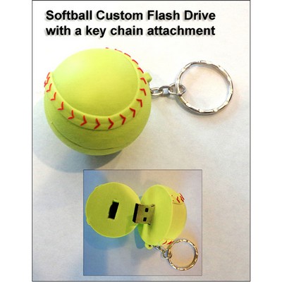 Softball Shaped Flash Drive - 8 GB Memory