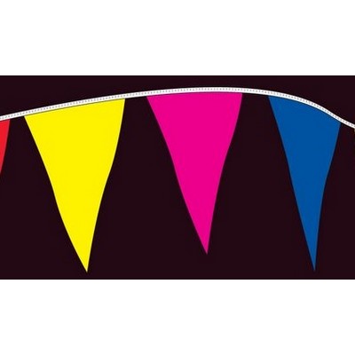 60' Fluorescent Standard Plasticloth Pennants w/24 Per String (Style B)