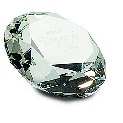 2 1/2" Clear Crystal Diamond Paperweight (4" Diameter)