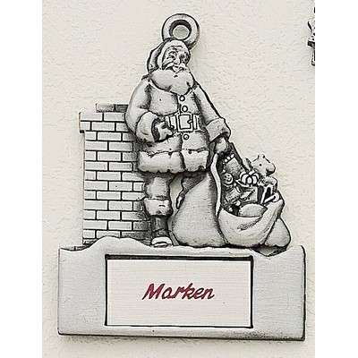 Marken Design Rooftop Santa Cast Ornament w/ Silk Screened Plate