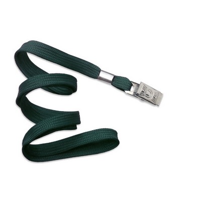 3/8" Blank Lanyard w/Bulldog Clip (Forest Green)