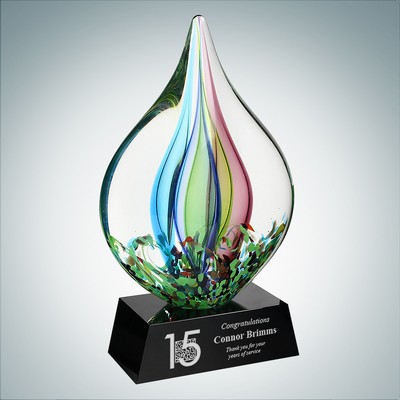 Art Glass Coral Award w/ Black Base