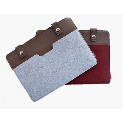 13" PU Laptop Felt Sleeve w/Double Magnetic Hasp