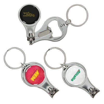 Round Nail Clipper w/Bottle Opener Keyring