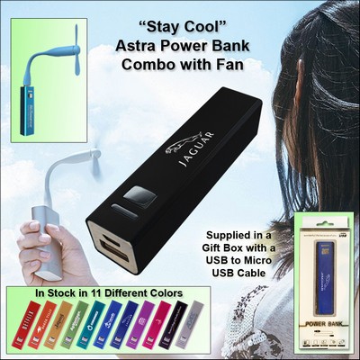 Black 2200 mAh Astra Power Bank Combo w/Fan