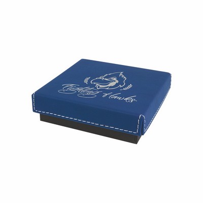 4" x 4" Blue/Silver Leatherette Medal Box