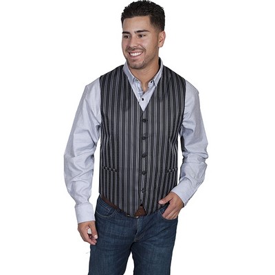 Men's Black/White Pinstripe Vest