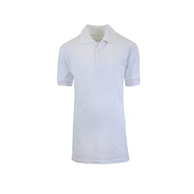 Men's Uniform Polo Shirts - White, Medium, Short Sleeve (Case of 36)