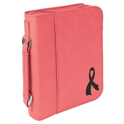 Pink Leatherette 7-1/2" x 10-3/4" Book/Bible Cover with Handle & Zipper