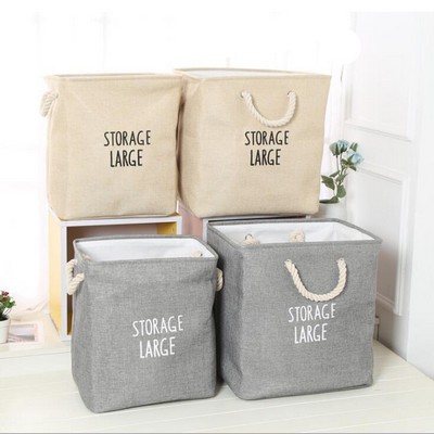 Collapsible Clothes Or Blankets Organizer Basket Burlap Or Linen Or Jute Storage Bin Or Jute Storage