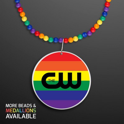 Rainbow Beads Necklace with Medallion (NON-Light Up) - Domestic Imprint