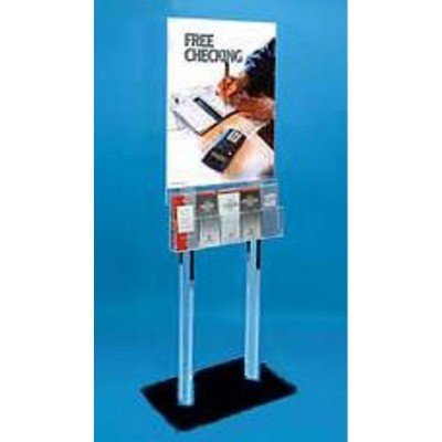 Acrylic Floor Standing Poster Holder w/2-5 Brochure Rack