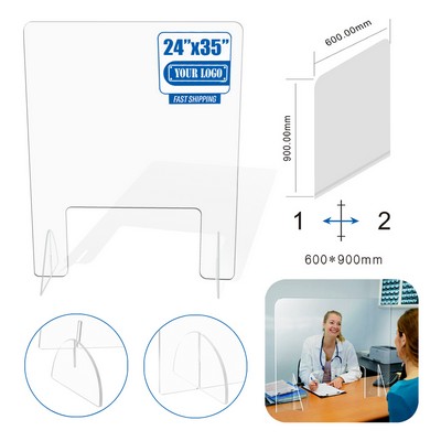 24" x 35-1/2" Acrylic Countertop Sneeze Guard