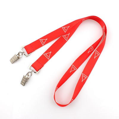 3/4" Mask Lanyard With Double Metal Bulldog Clips