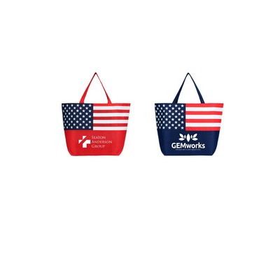 Non-Woven American Flag Tote Bag