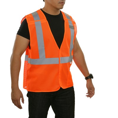 Hi-Vis Economy Breakaway Safety Vest -Fluorescent Red-Orange