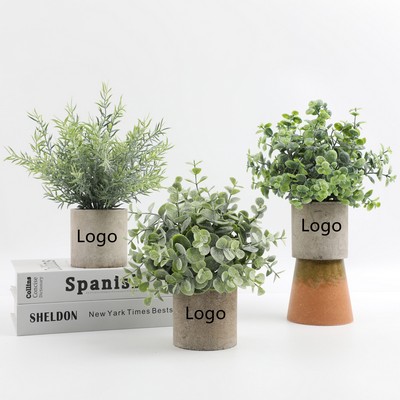 Mini Potted Fake Plants Artificial Small Eucalyptus For Home Decoration