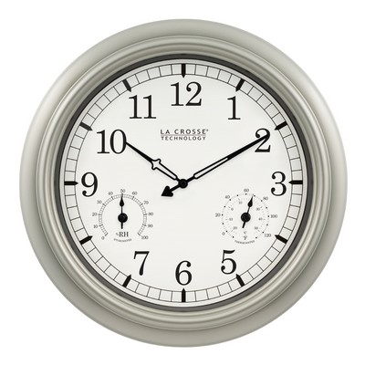 In/Out Wall Clock w/4 Time Zones/Temp & Hydrometer