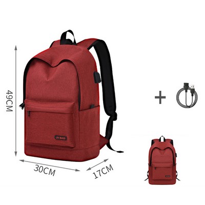 Size XL Reinforced Upgraded Style Backpack Simple School Bag Middle School Backpack USB Backpack