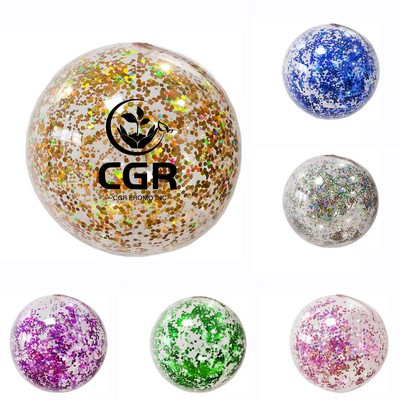 16" Clear Inflatable Beach Ball w/Glitter