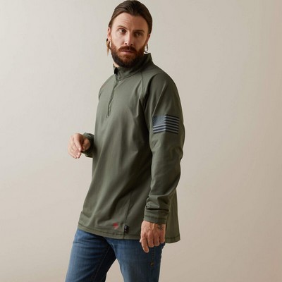 FR Combat Stretch Patriot ¼ Zip Work Long Sleeve Dark Sage Shirt