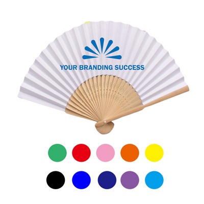 Handheld Paper Folded Bamboo Fan