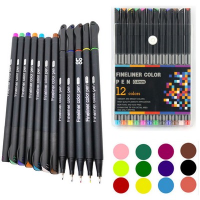 12 Color Fine Line Drawing Pen Set