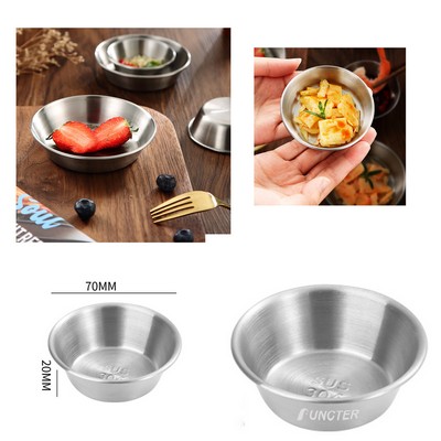 Silver Round 304 Stainless Steel Sauce Dishes Seasoning Dip Bowls Sauce Seasoning Plate 2.76"