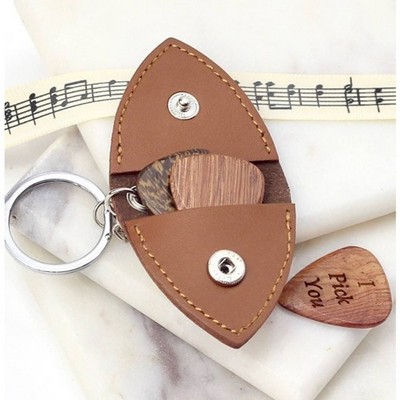 Pu Leather Guitar Picks Holder Keychain