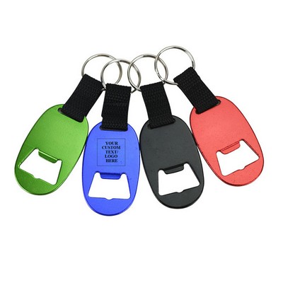 Oval Aluminum Bottle Opener w/ Key Ring