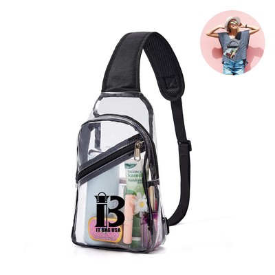 11"X 7" Clear Sling Bag Chest Backpack With Front Pocket