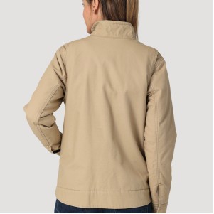 Wrangler® Riggs Workwear® Women's Golden Khaki Beige Sherpa Lined Canvas Jacket