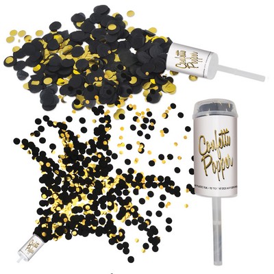 Black paper & Gold plastic Push Up Confetti Poppers