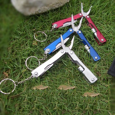 Foldable Stainless Steel Multi Tool Pliers Set w/Key Chain