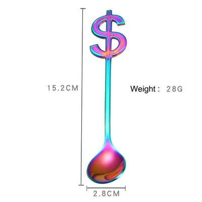 Dollar Shaped Spoon Stainless Steel Coffee Teaspoon ( Rainbow )