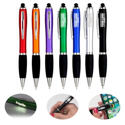 LED Logo Light Up Ballpoint Stylus Pen Customize with Hollow Design