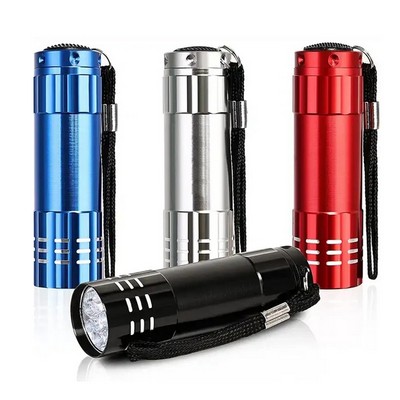 Compact Illumination: Mini Aluminum 9 LED Flashlight