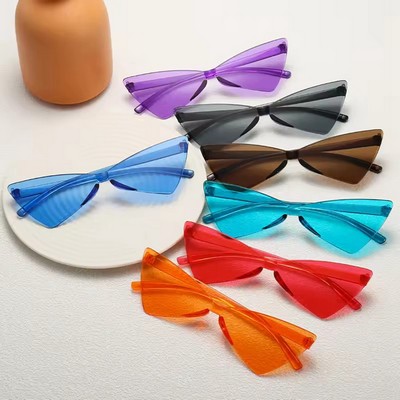 Triangle Rimless One Piece Transparent Sunglasses