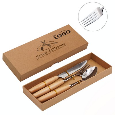 Stainless Steel Cutlery Set With Wooden Handlesr