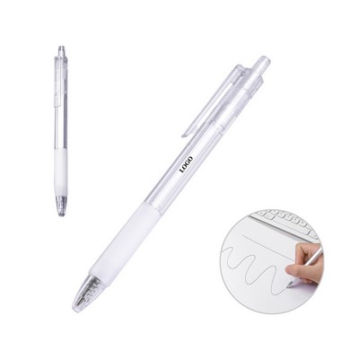 Elegant White Ballpoint Pen w/Transparent Barrel