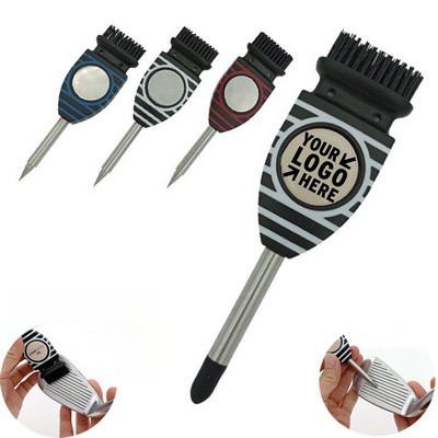 Golf Club Grooving Brush with Mark & Steel Spike & Clip