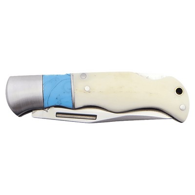 Bison River 3.5" Blue/Bone Folding Knife