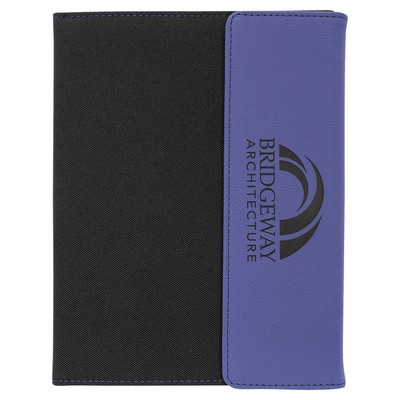 7" x 9" Purple Leatherette and Black Canvas Portfolio with Notepad, Laserable