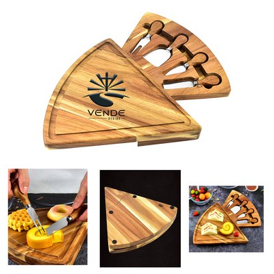 Triangle Cheese Board W/Cheese Knives