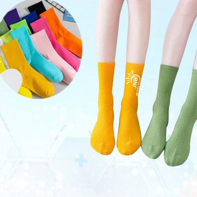 Summer Vibes Cotton Crew Socks for Girls