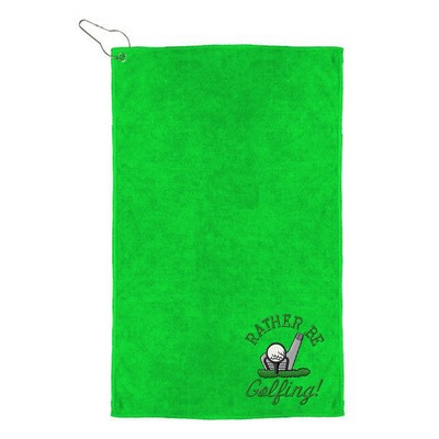 Embroidery Golf Towel with Corner Grommet & Metal Carabiner