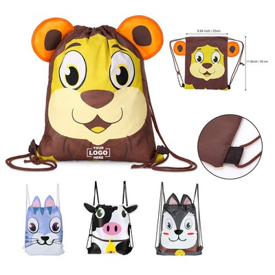 Kid Animals Cartoon Drawstring Backpack