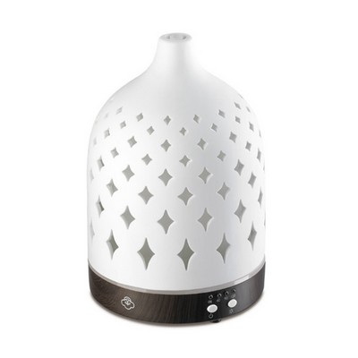 Serene House Supernova White 125 Ceramic Ultrasonic Diffuser Dark Wood Base, White