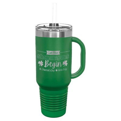 Polar Camel 40 oz. Green Travel Mug with Handle, Straw Included